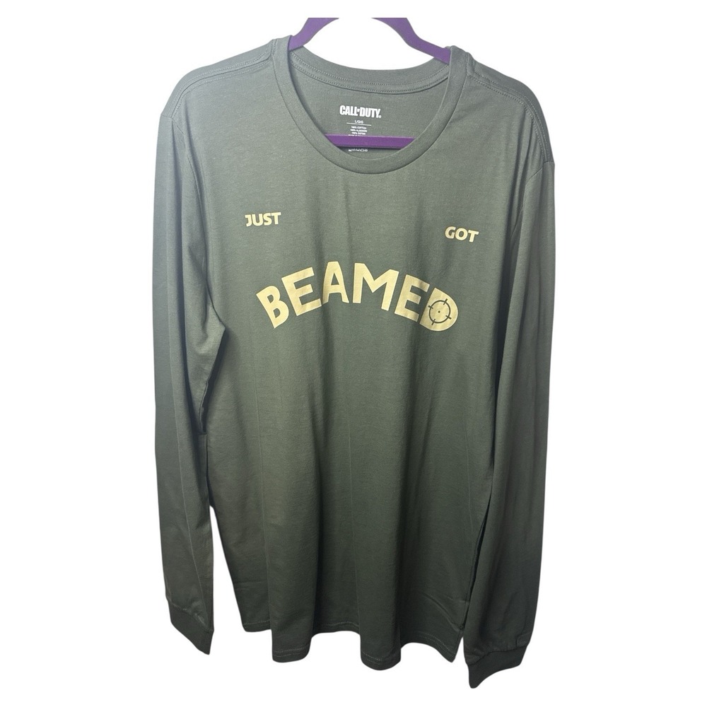 Call of Duty 'Just Got Beamed' Thyme Green Long Sleeve T-Shirt Large NWT